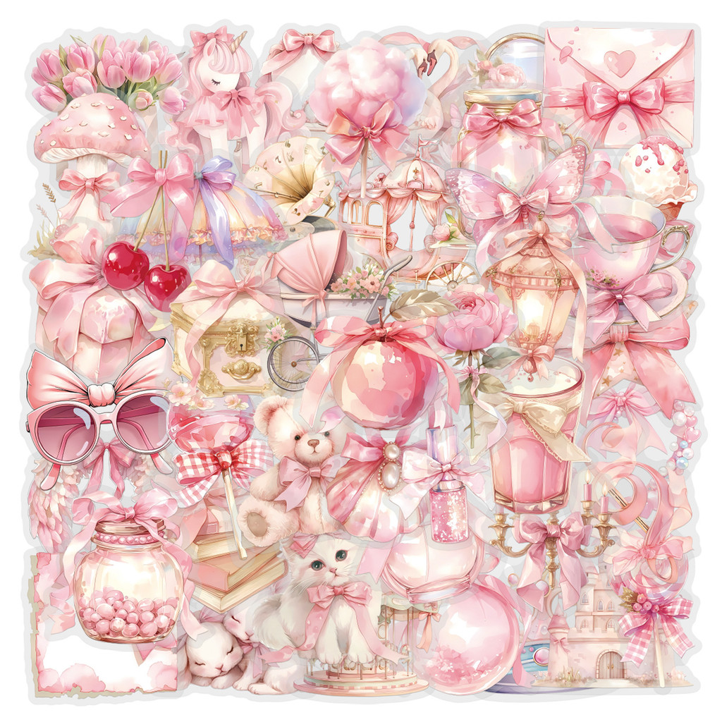 Pet Supplies In Store - 60Pieces Pink Coquette Sticker Pack -