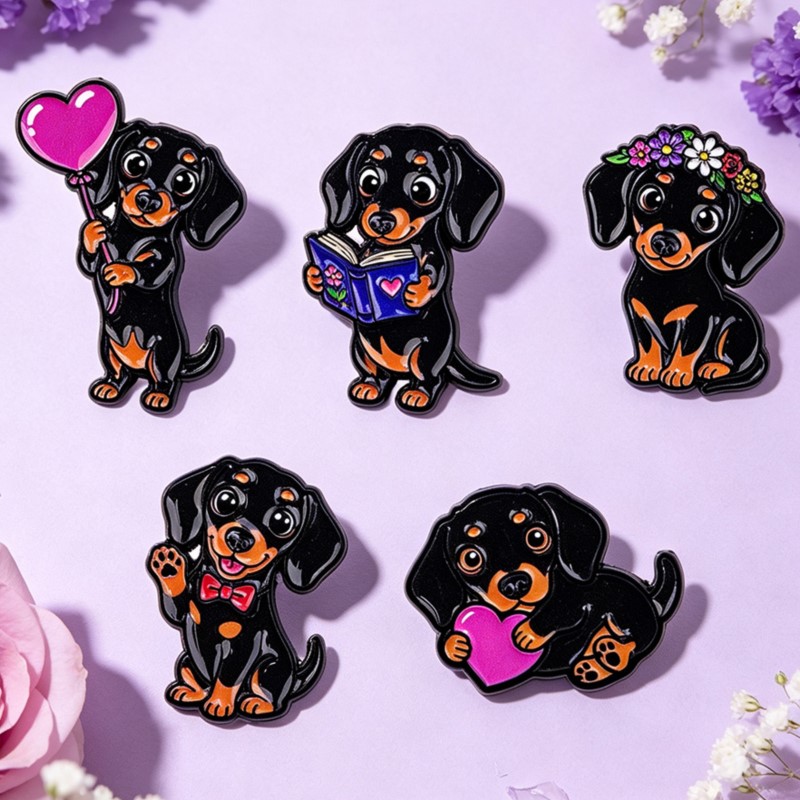 5pcs Cute Dachshund Enamel Pin - Pet Supplies Store review and price
