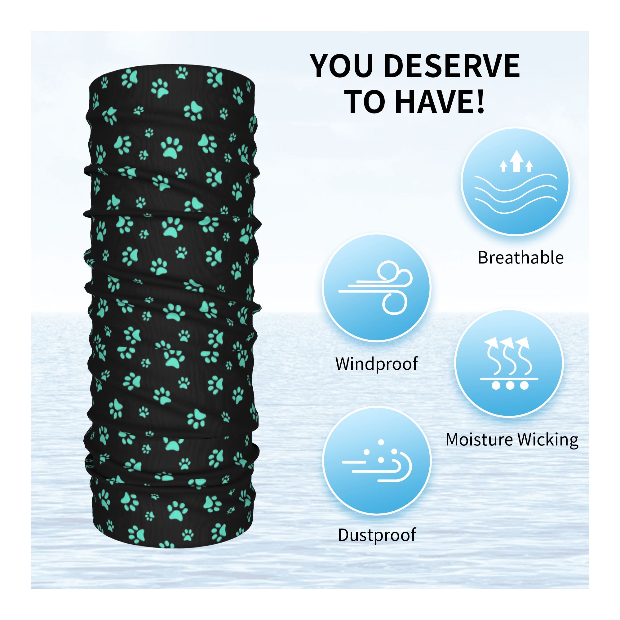 Custom Aqua Dog Paw Print Patt - Dog Bandana Scarf review and price